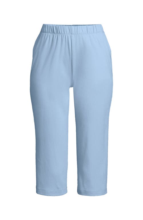 Shop Lands' End Tall Sport Knit Elastic Waist Pull On Capri Pants In Soft Blue Haze