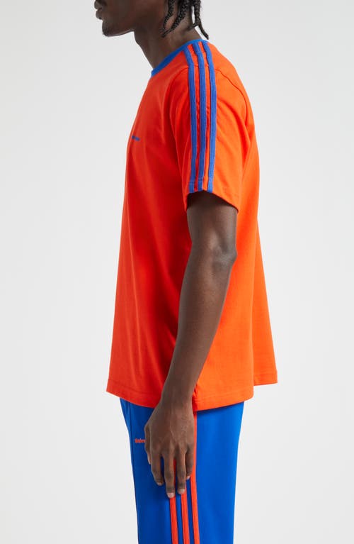 Shop Y-3 Adidas X Wales Bonner X Wales Bonner 3-stripes Cotton T-shirt In Bold Orange/team Royal Blue