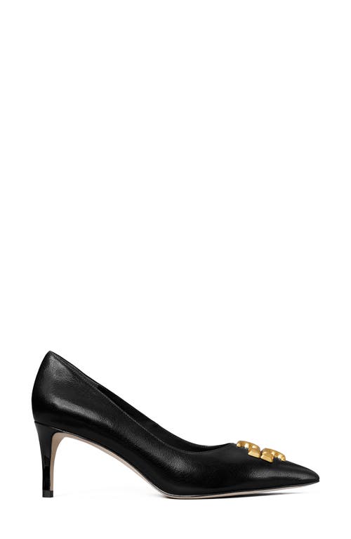 Tory Burch Eleanor Pointed Toe Pump In Perfect Black/rolled Gold