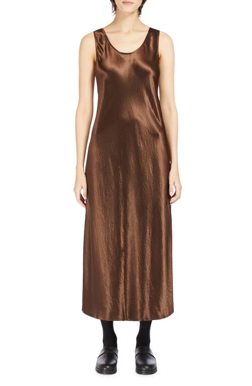 Max Mara Leisure Talete Sleeveless Satin Midi Dress in Brown 