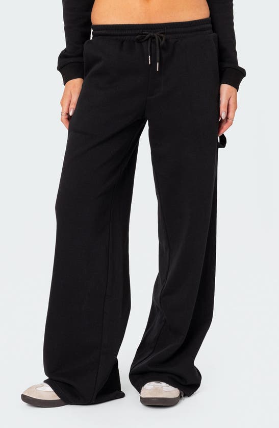 Shop Edikted Annalise Straight Leg Sweatpants In Black