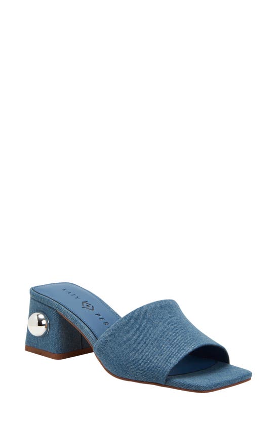 Shop Katy Perry The Gemm Stud Slide Sandal In Blue Denim