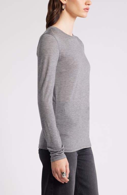 Shop Nordstrom Long Sleeve Lyocell & Wool T-shirt In Grey Dark Heather