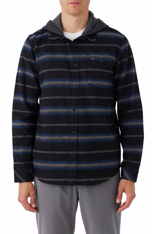 O'Neill Redmond Hooded Flannel Button-Up Shirt Black at Nordstrom,