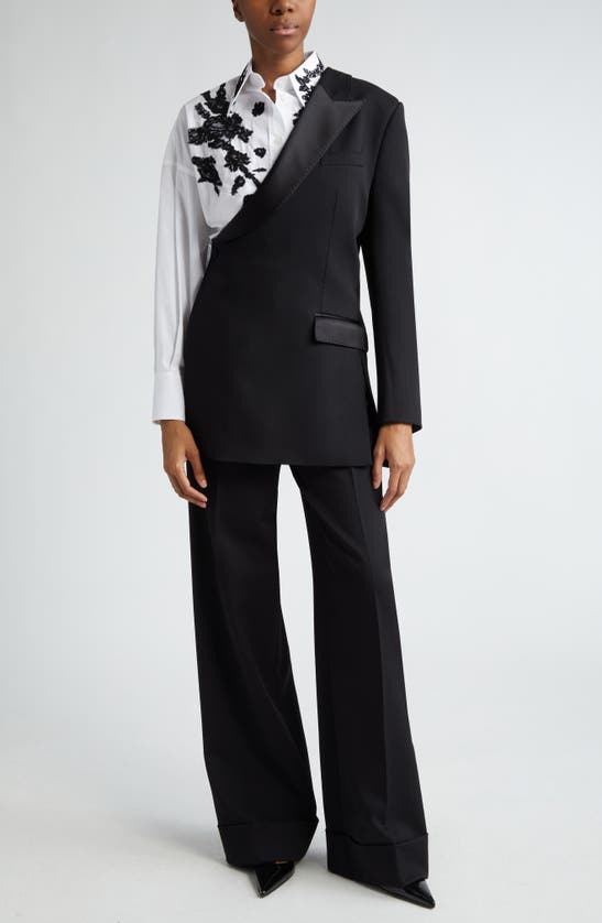 Dolce & Gabbana One-shoulder Wool Gabardine Jacket In N0000 Nero