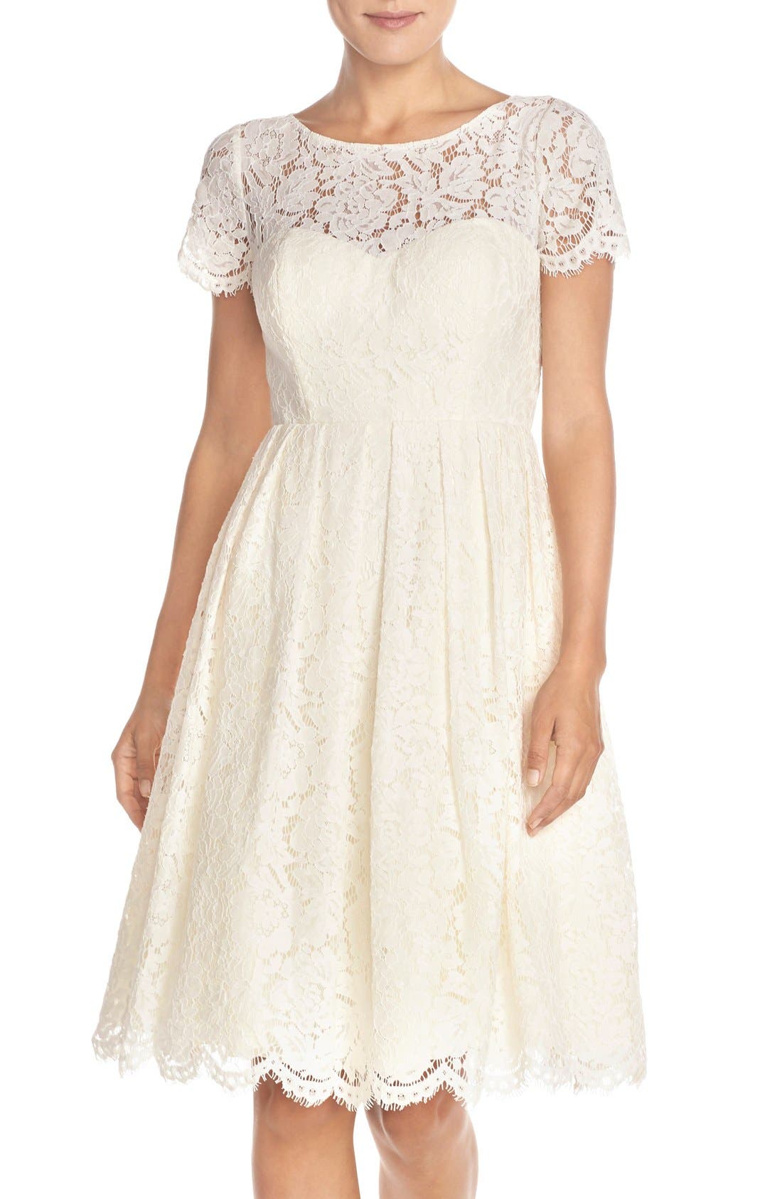 Jenny Yoo Cadence Keyhole Back Lace Fit & Flare Dress