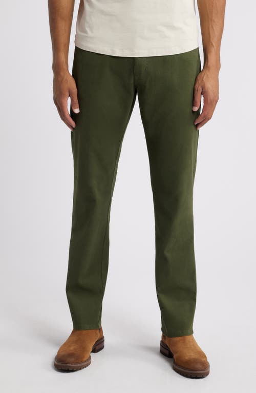 Shop Johnston & Murphy Straight Leg Stretch Pima Cotton Pants In Olive