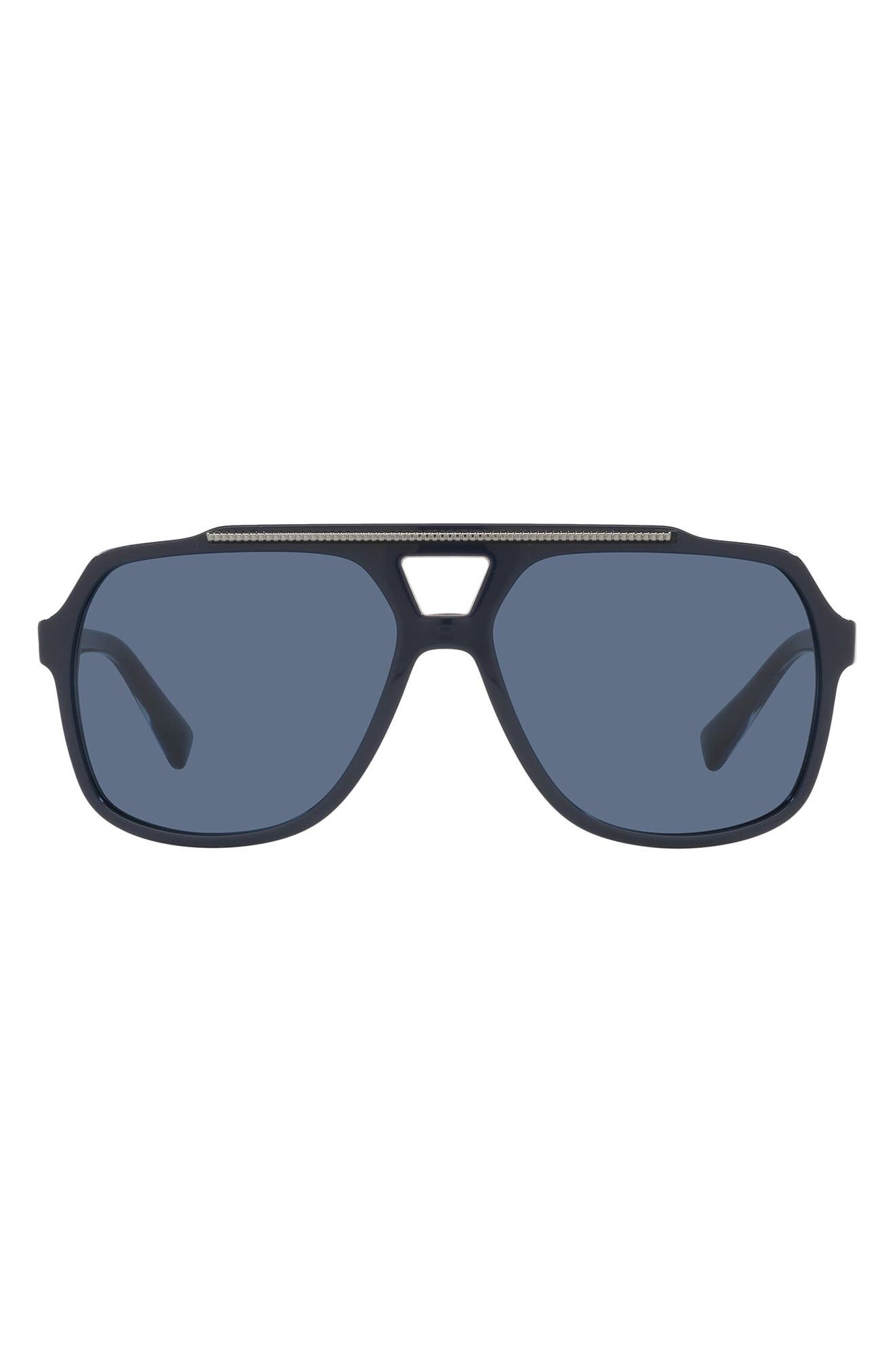 Dolce & Gabbana 60mm Aviator Sunglasses in Blue/Dark Blue at Nordstrom