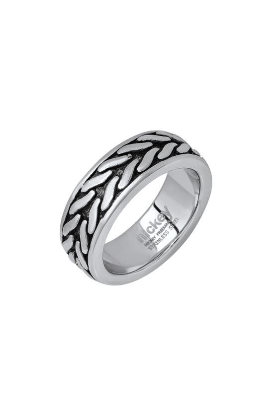 Hmy Jewelry Stainless Steel Textured Band Ring In Oxidized Steel