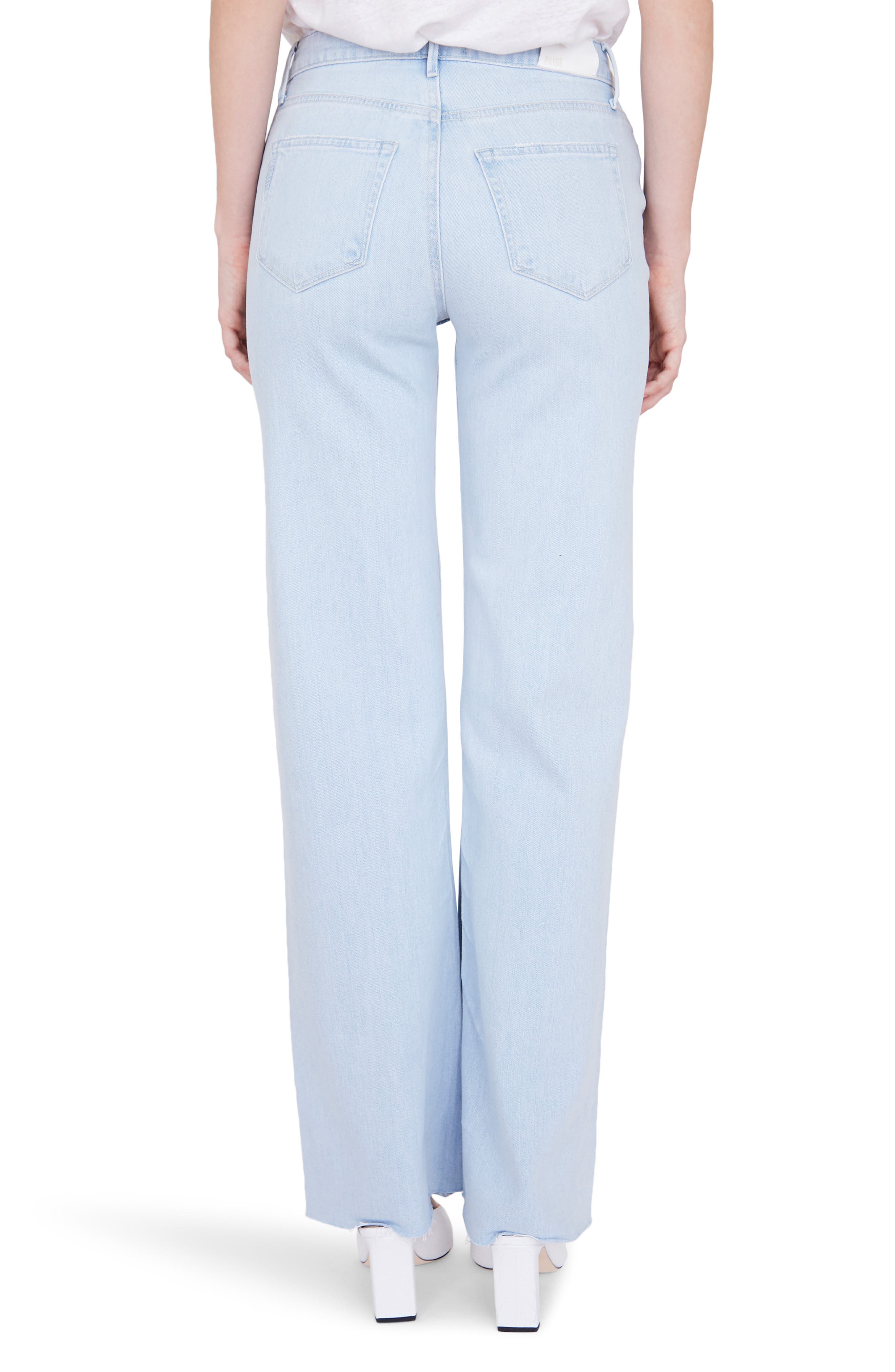 wide leg raw hem jeans