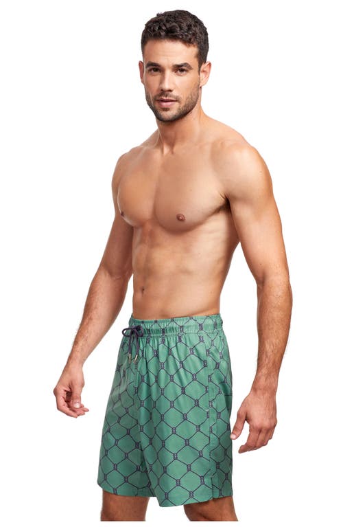 Gottex Men Beach Vibe 7" Swim Shorts In Green Navy