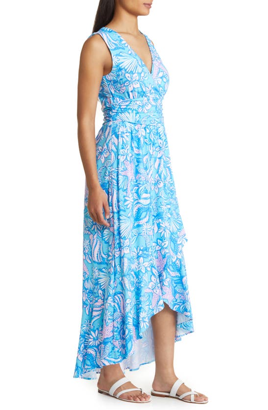 Lilly Pulitzer Floral High-low Maxi Dress In Amalfi Blue Sound The ...