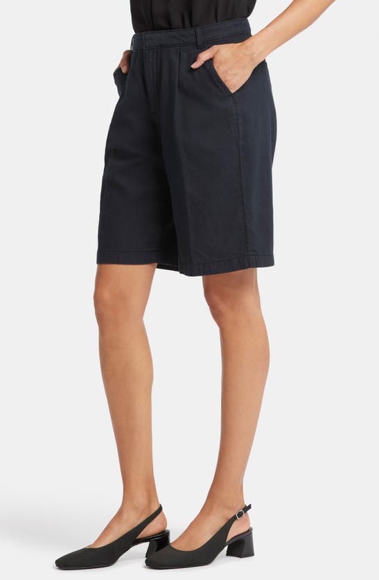 Nydj Relaxed High Waist Denim Bermuda Shorts In Overdye Black