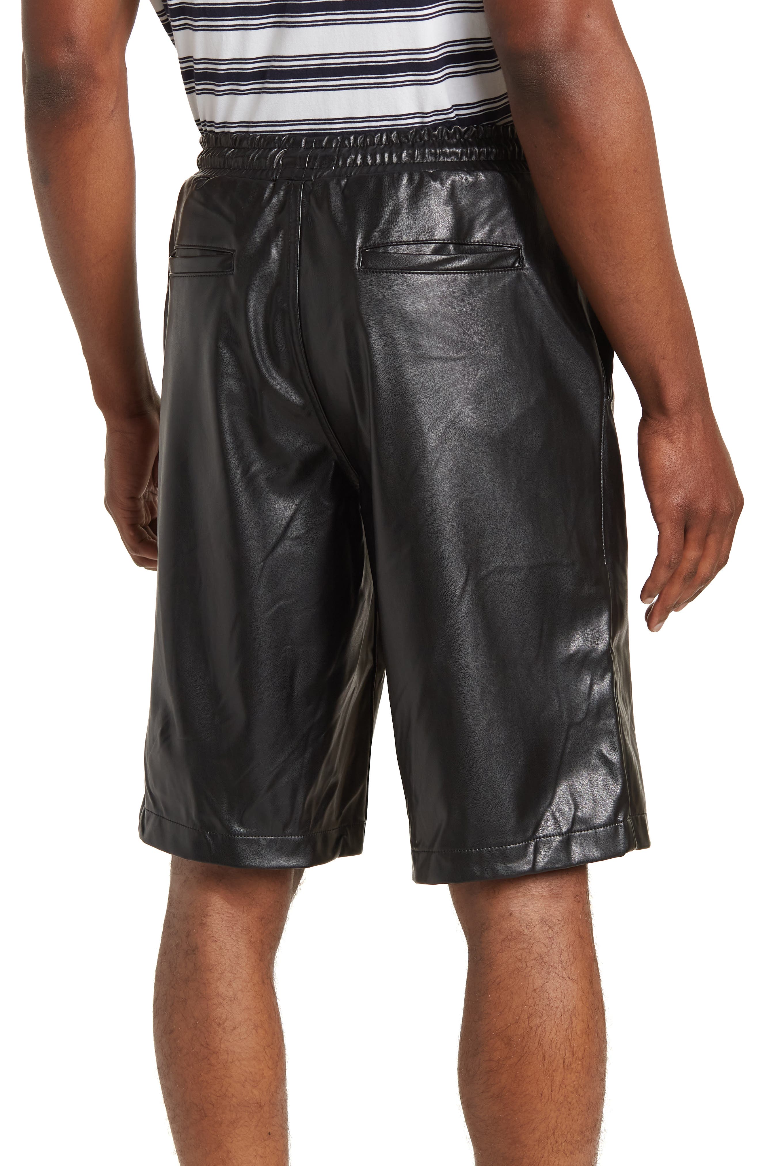 Topman Leather-Look Longline Shorts 