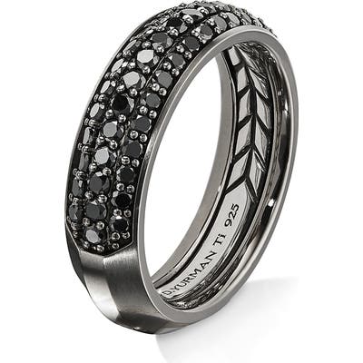 David Yurman Half Pave Beveled Band Ring