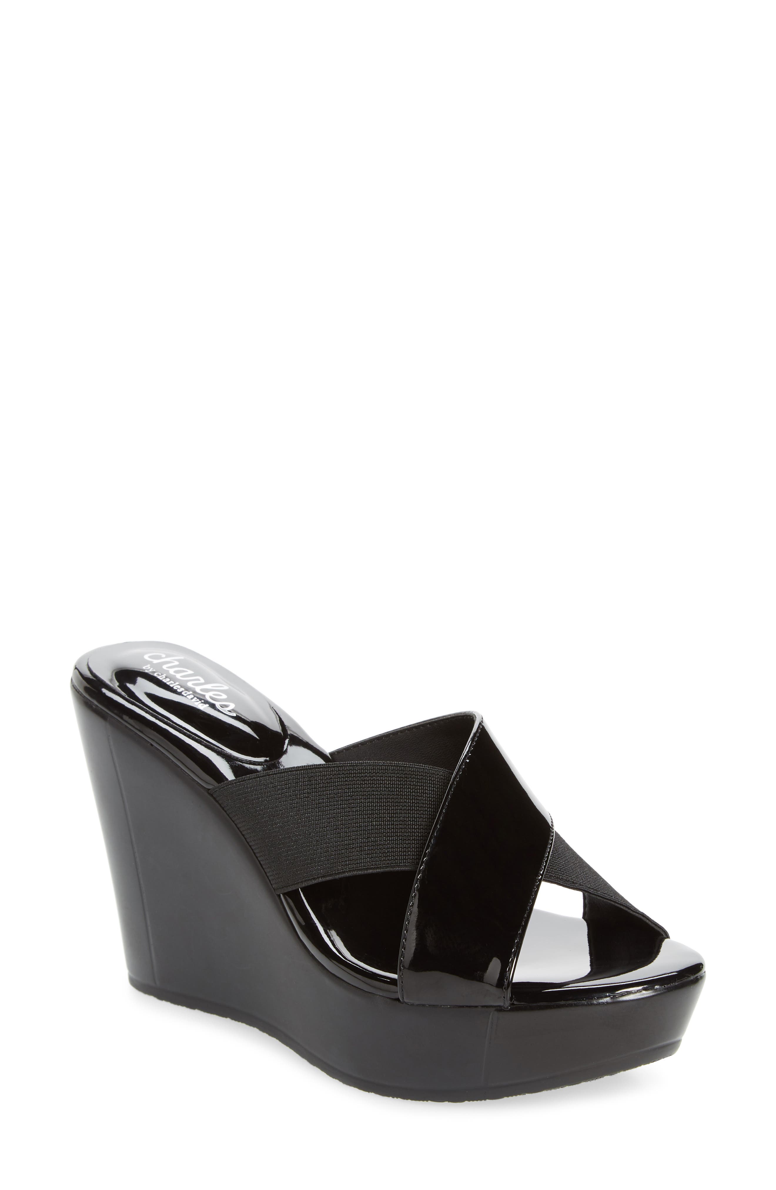 Charles By Charles David Fuzho Platform Wedge Sandal- Black