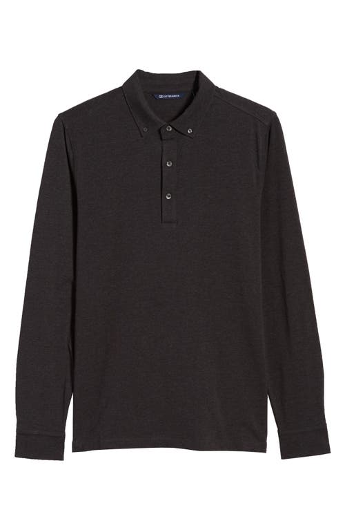 Cutter & Buck Advantage DryTec Long Sleeve Performance Polo in Black Heather at Nordstrom, Size Small