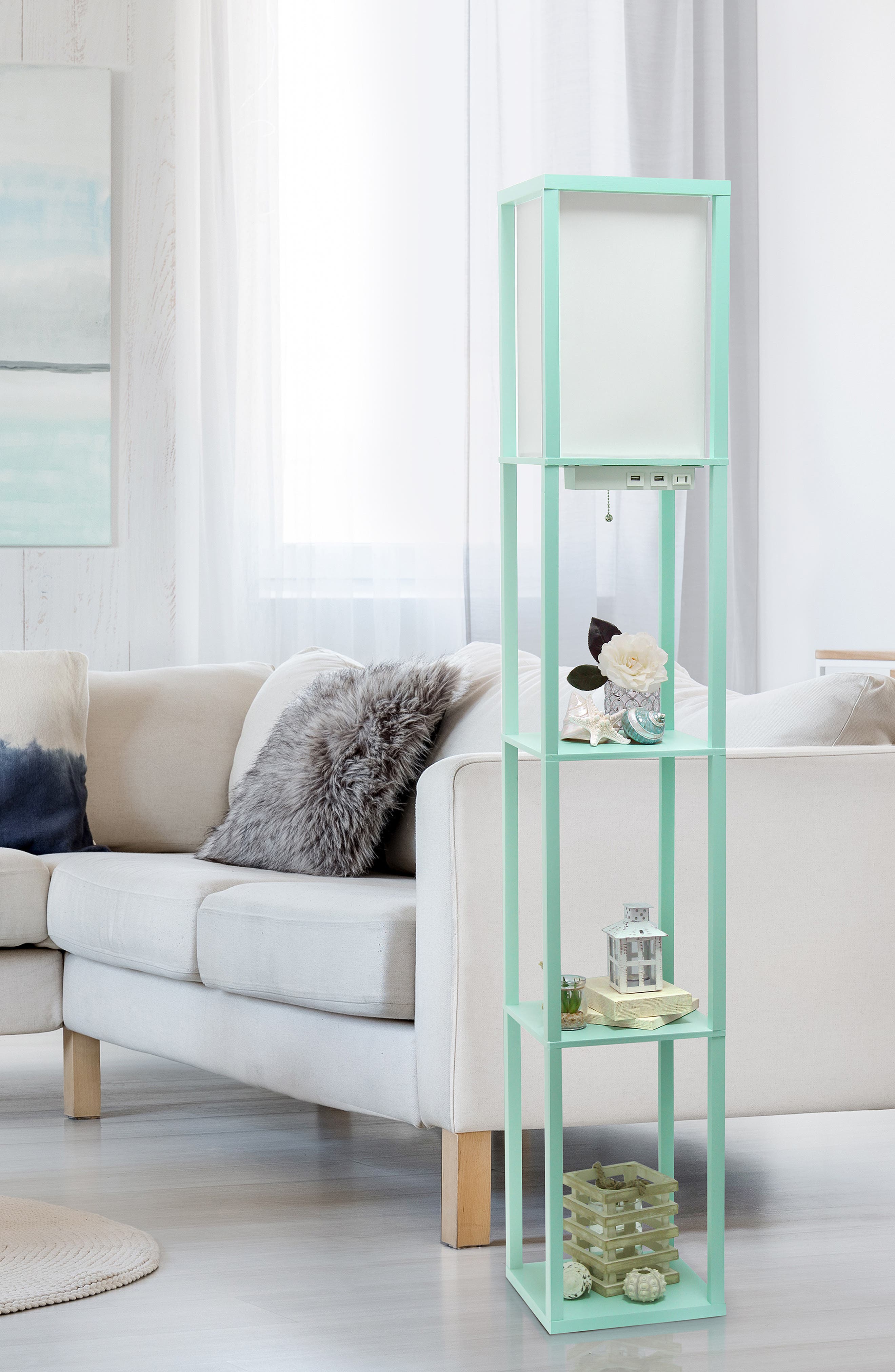 bed bath and beyond etagere floor lamp with charging station