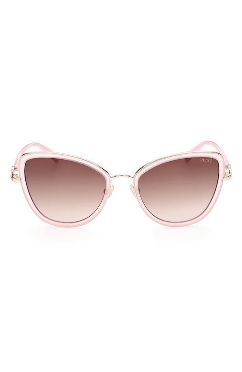 Emilio Pucci 57mm Gradient Lens Cat Eye Sunglasses in Pink /Other /Gradient Brown