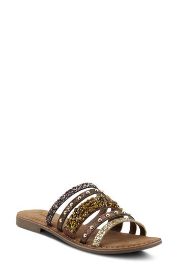 Shop Azura By Spring Step Mineral Slide Sandal In Brown Multi