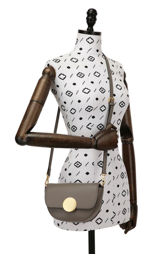 Shop Oryany Lottie Leather Saddle Crossbody Bag In Grey