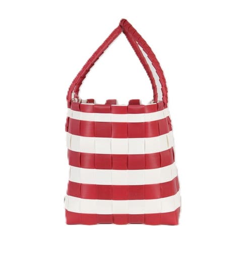 Handed By Paris Spirit Recycled Tote Bags In Crimson/white