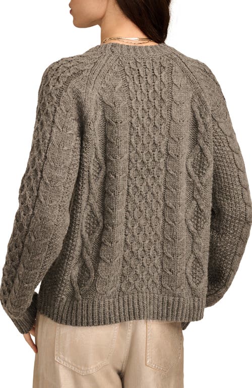 Shop Lucky Brand Cable Stitch Crewneck Sweater In Charcoal Heather