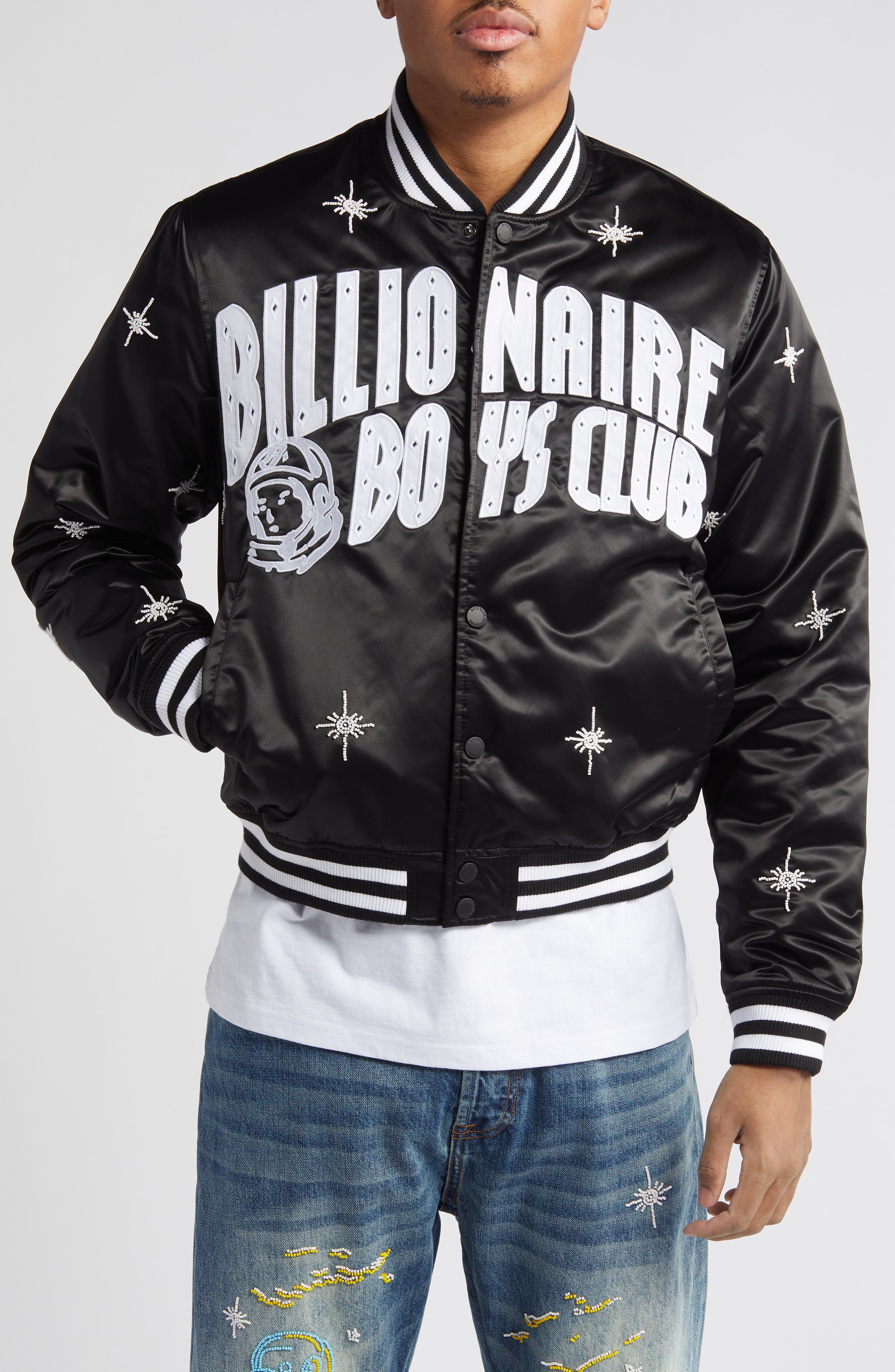 AMI Paris logo-lettering leather bomber jacket - Black