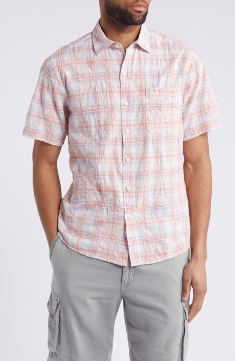 Over Lei Blooms Short Sleeve Button-Up Shirt