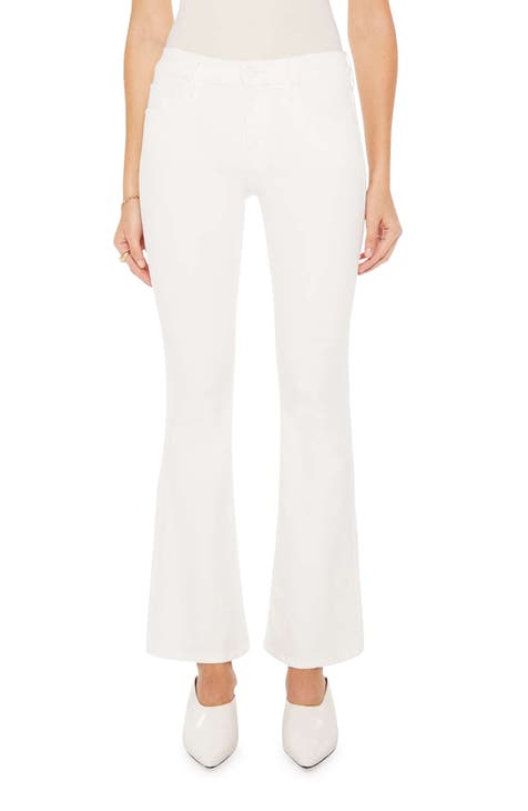 White Flare Pants Mid Rise