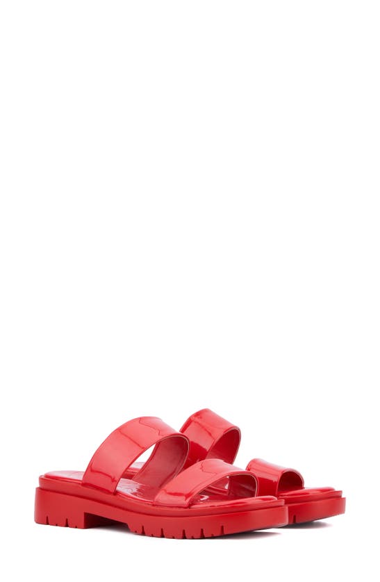 Shop Olivia Miller Tempting Platform Slide Sandal In Red