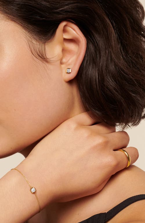 Monica Vinader Womens Asscher-cut 0.12ct Lab-grown Diamond And 18ct Yellow-gold Vermeil Stud Earrings In Gold