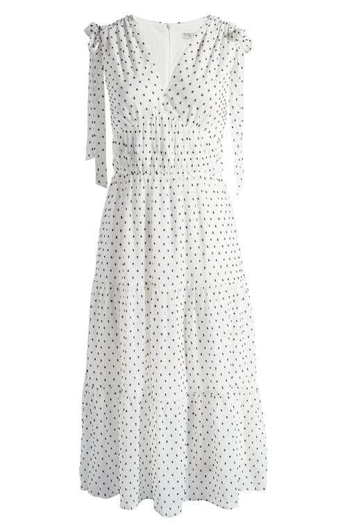 Shop Julia Jordan Clip Dot Ruched Tiered Dress In White/black