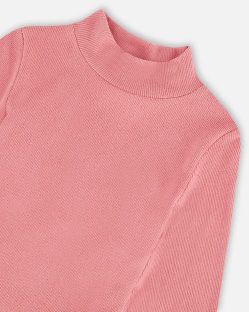 Shop Deux Par Deux Little Girl's Super Soft Brushed Mock Neck Top Pink In Mauve Glow