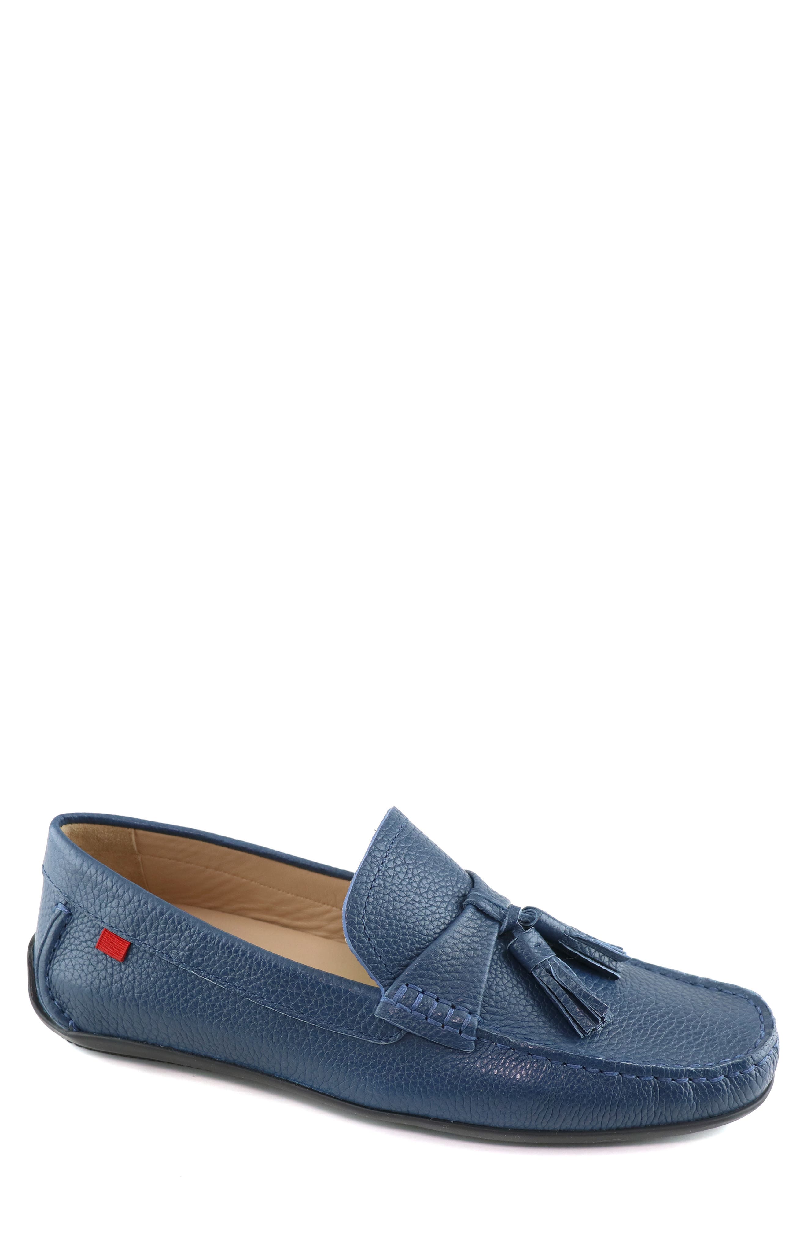 mens blue suede penny loafers