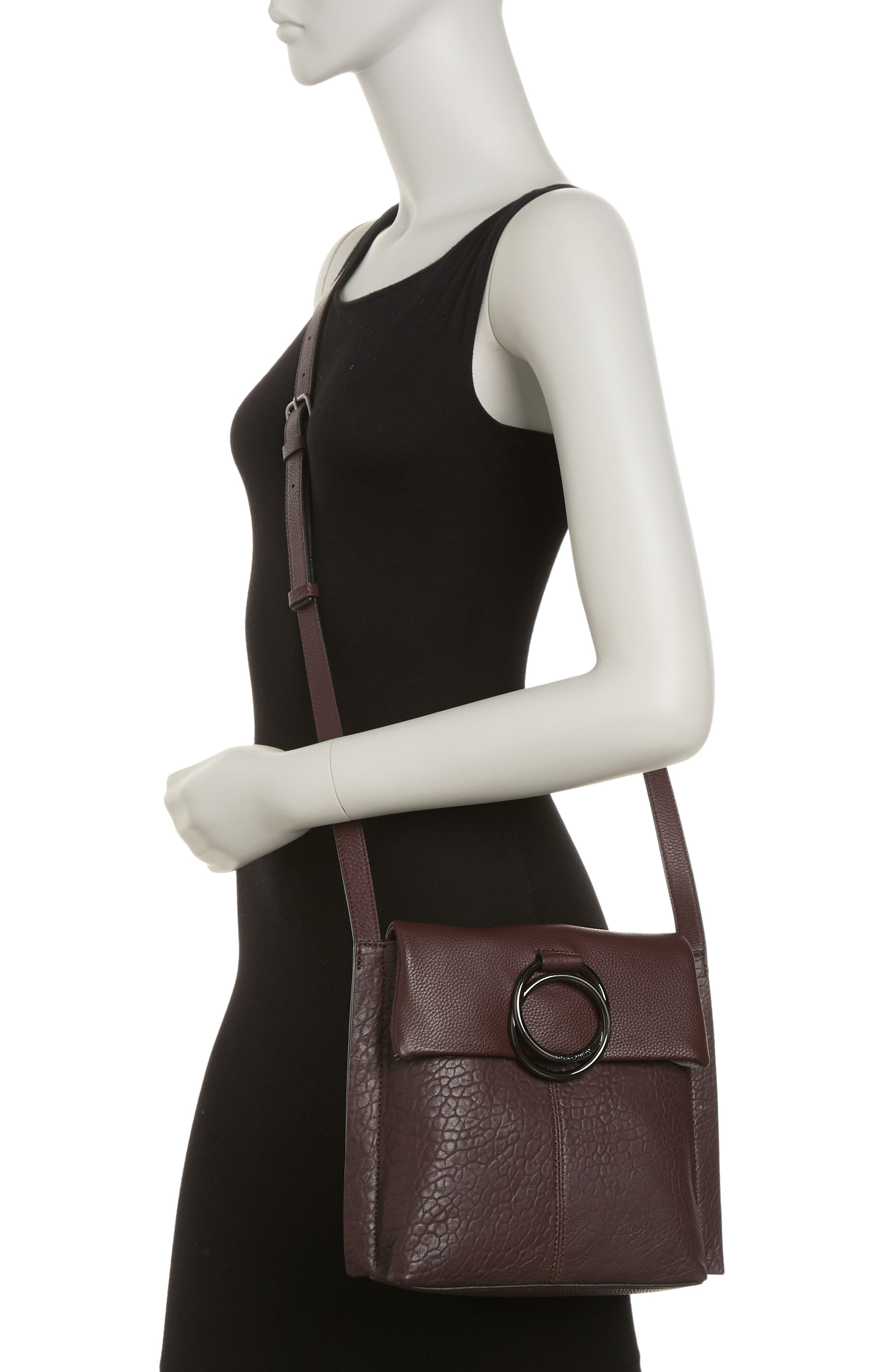 Vince Camuto Livy Large Leather Crossbody Bag In Dark Red
