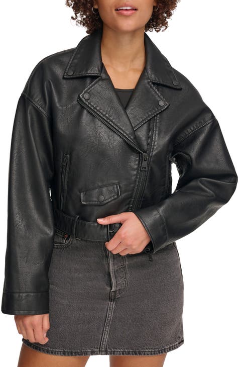 Women's Cropped Leather & Faux Leather Jackets