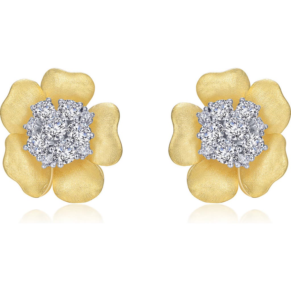 Lafonn Brushed Flower Lab-created Diamond Stud Earrings In Gold