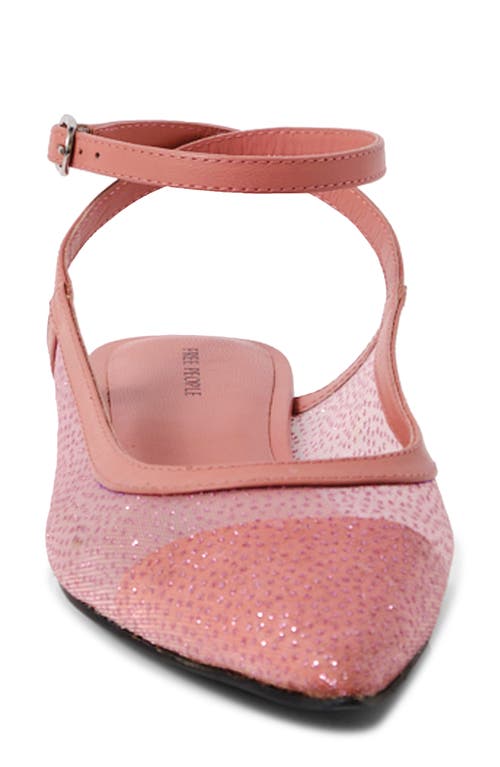 Free People Jules Glitter Mesh Pointed Toe Ankle Strap Flat In Cloud Pink