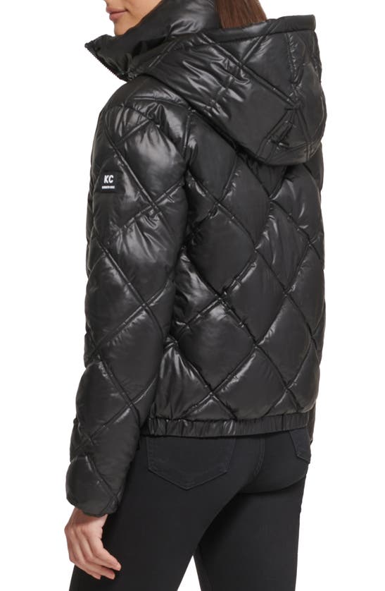 Kenneth Cole New York Cire Hooded Puffer Jacket In Black