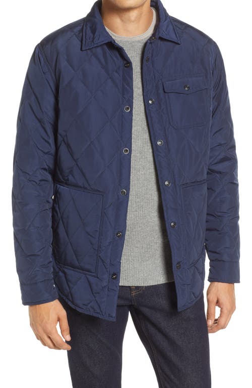 Quilted Down Shirt Jacket in Navy
