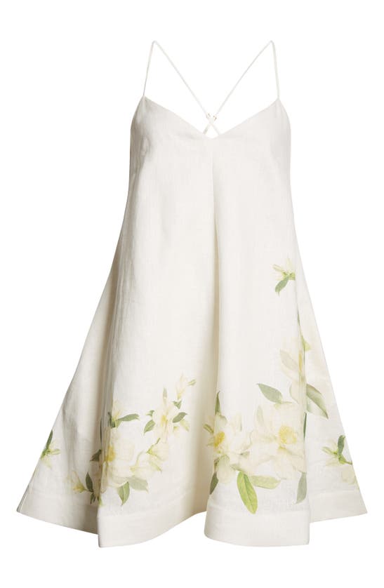 Shop Zimmermann Harmony Linen Swing Dress In Ivory Magnolia
