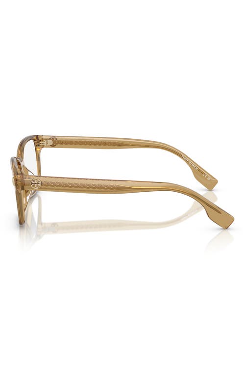 Tory Burch 49mm Rectangular Optical Glasses In Transparent Green