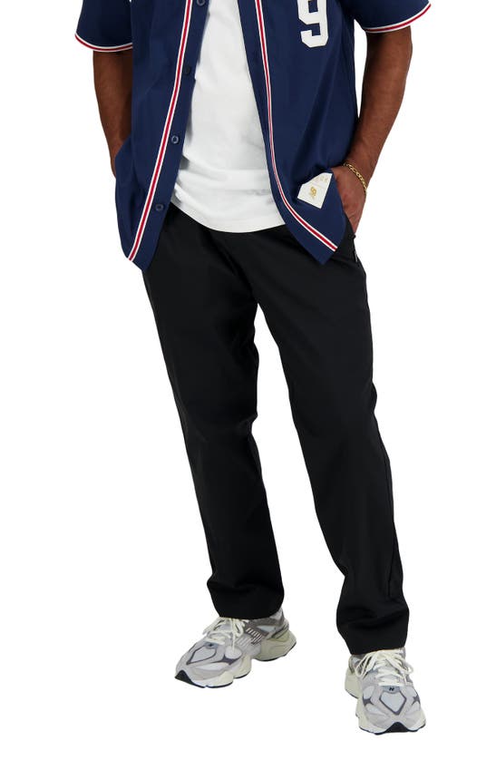 Shop New Balance Icon Straight Leg Twill Pants In Black