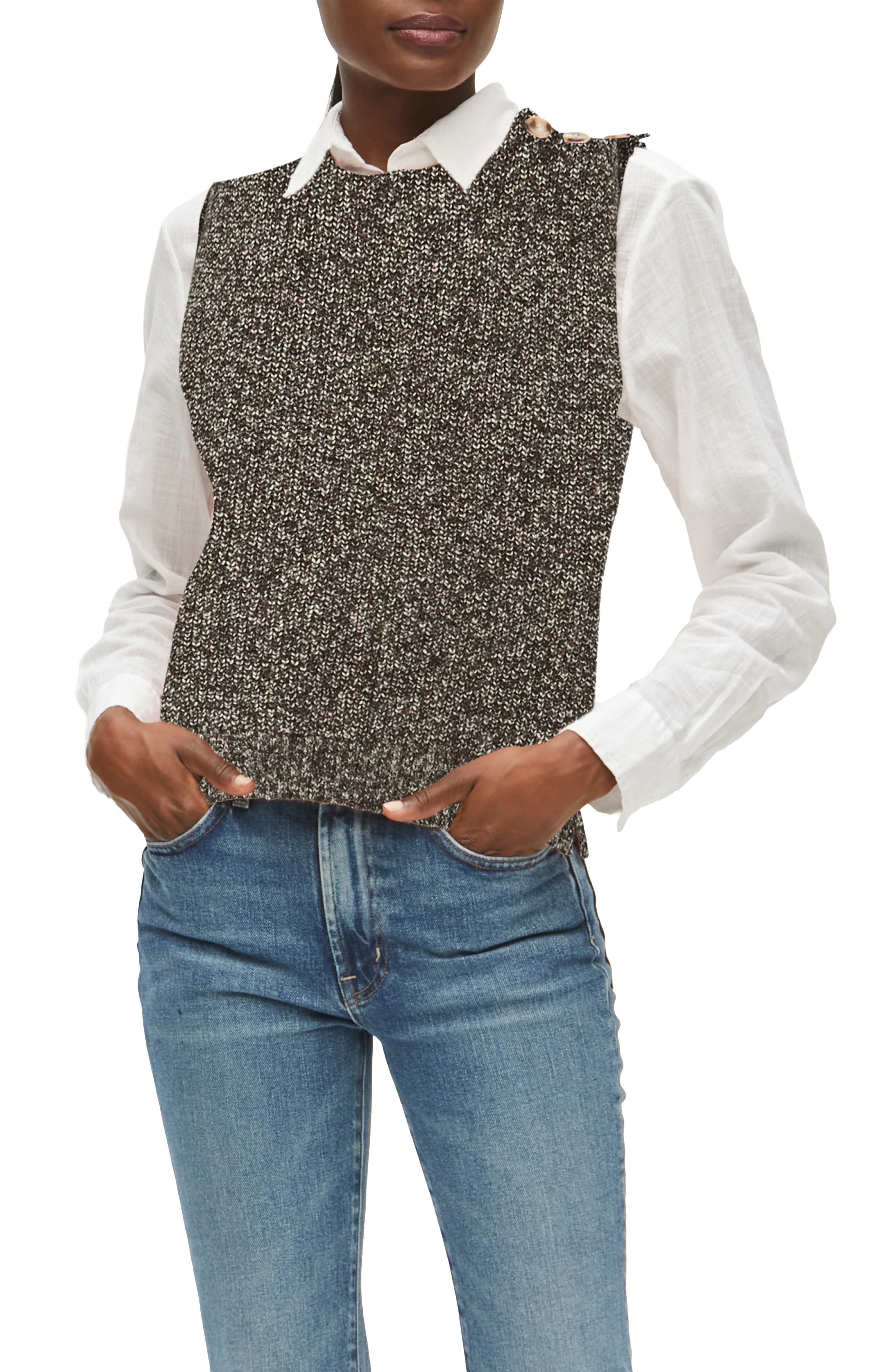 Michael Stars Women's Button Trim Sweater Vest - Black - Size Xs