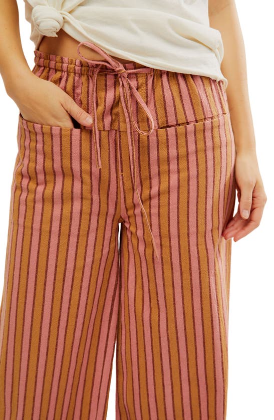 Shop Free People Hudson Canyon Stripe Wide Leg Pants In Brown Combo