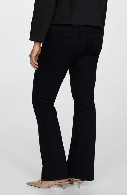 Shop Mango Over The Bump Flare Maternity Jeans In Black Denim
