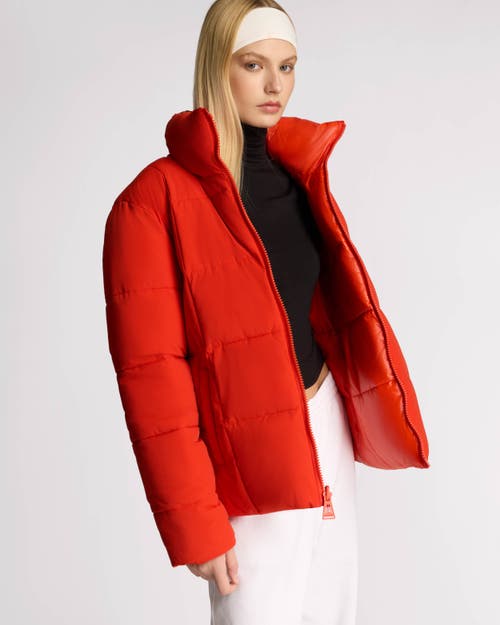 Alpenhaus Winekka 2-in-1 Reversible Puffer With Oversized Removable Scarf In Safety Orange