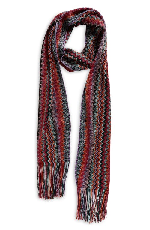 Missoni Chevron Fringe Twilly Scarf in Purple Shimmer Multi at Nordstrom