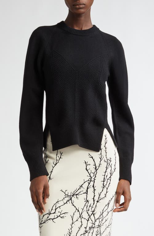 Shop Alexander Mcqueen Chevron Corset Detail Wool & Cashmere Sweater In Black